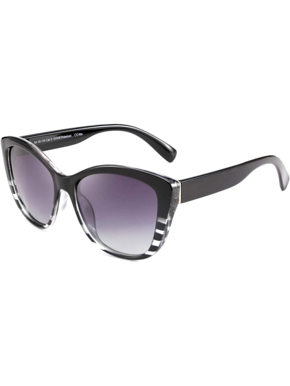 Women's Strip Purple Polarized Sunglasses American Square Jackie O Cat Eye - Picture 3 of 6
